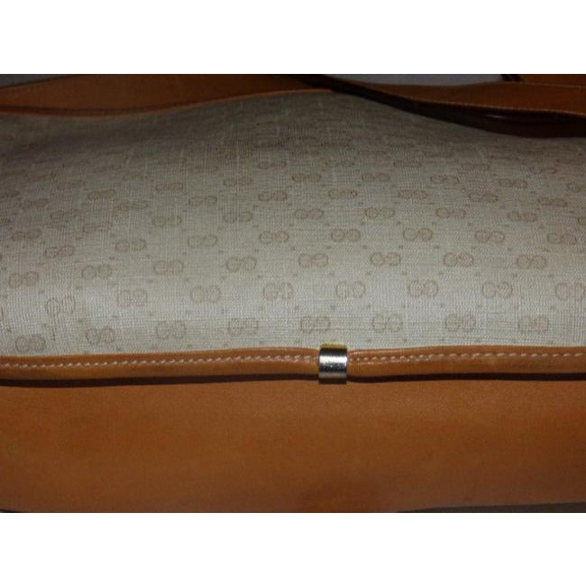 Gucci Vintage Camel Small G Logo Print On Ivory Camel Leather
