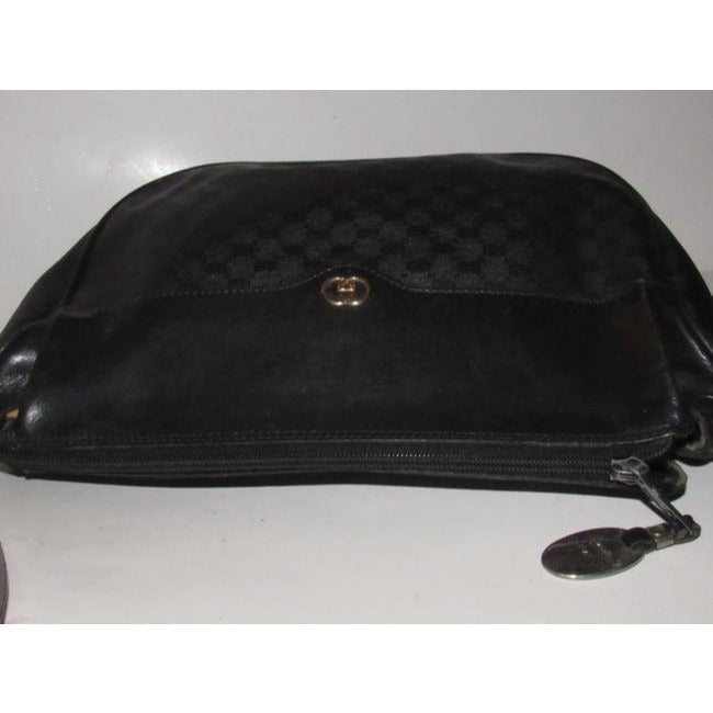 Gucci Vintage Pursesdesigner Purses Black With Small G Logo Print Coated Canvasleather Leathercoated