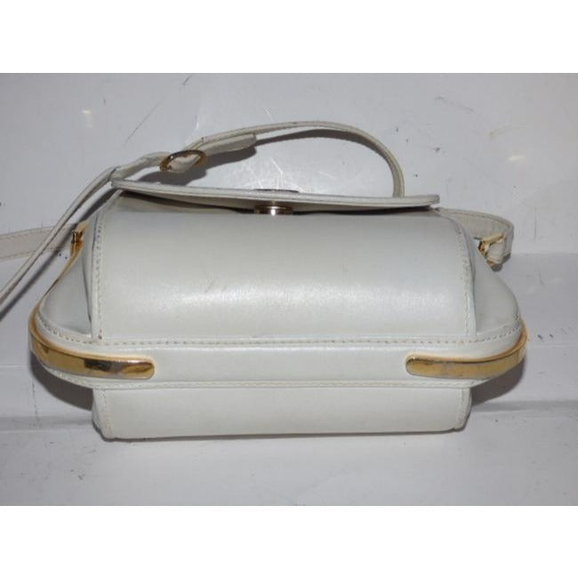 Gucci Vintage White With Bold Gold Accents Leather Shoulder Bag