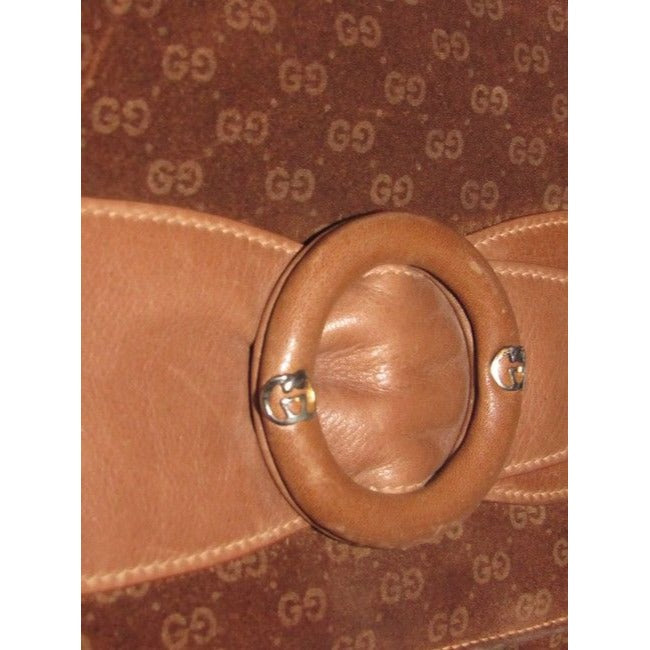 Gucci Vintage Brown Micro Guccissima Print Suede And Leather Clutch