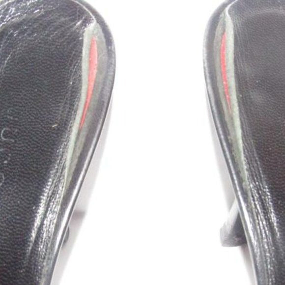 Gucci Black Brass Grommets Mule Kitten Heels