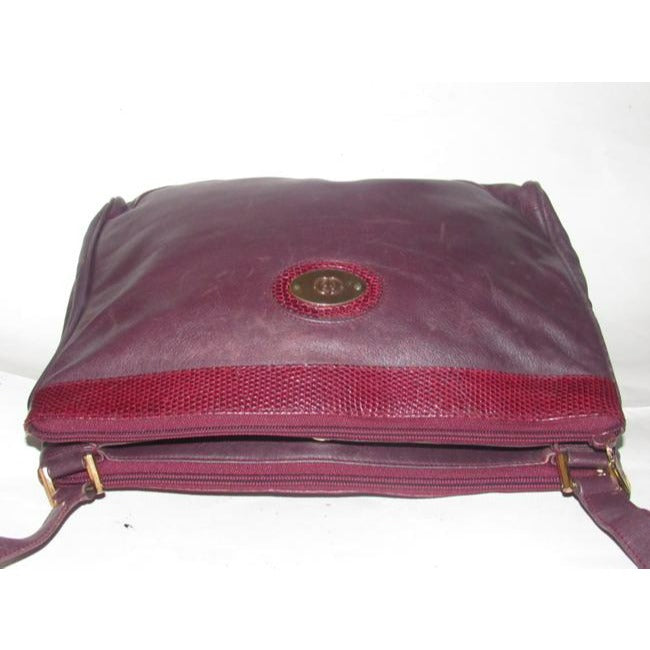 Gucci Purple Leather Shoulder Bag With Burgundy Snakeskin Accents