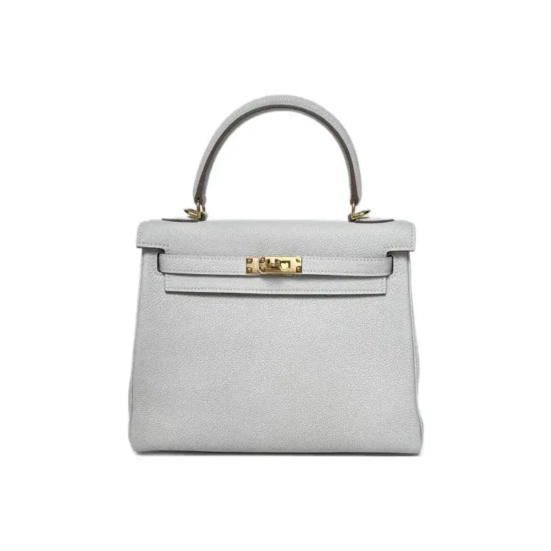 HERMES Kelly 25 cream gray Togo leather Bag Handbag (25,28)