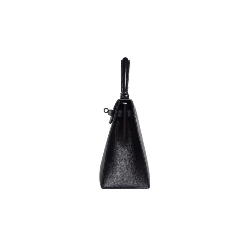 HERMES Kelly 25 Bag Epsom Leather Handbag (25,28) Silver hardware - black