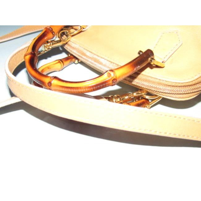Gucci Camel Leather Two-Way Bamboo Satchel