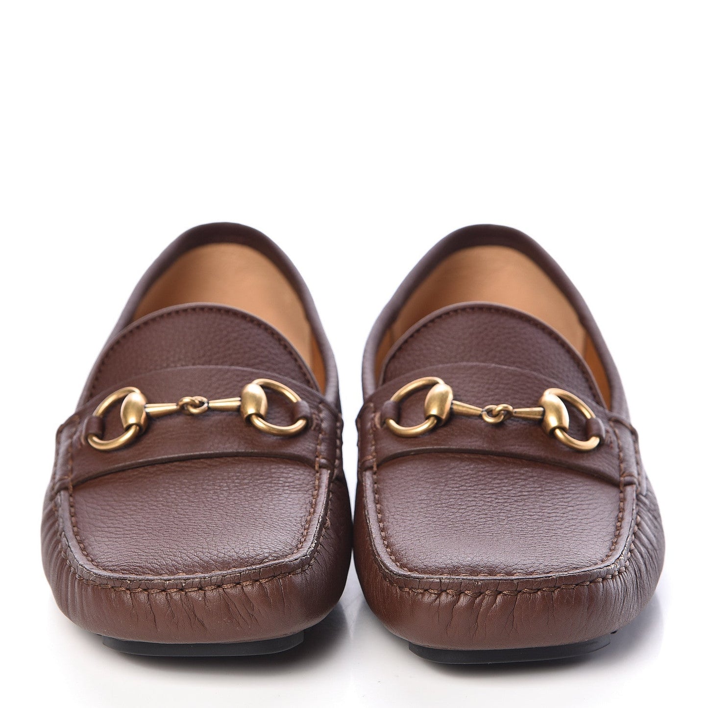 Gucci Calfskin Hebron Horse Bit Loafer Moccasins in Brown