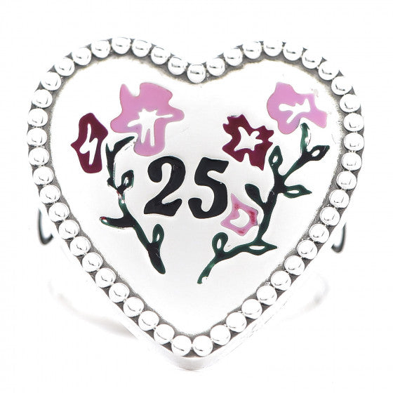 Gucci Enamel Heart Ring in Silver