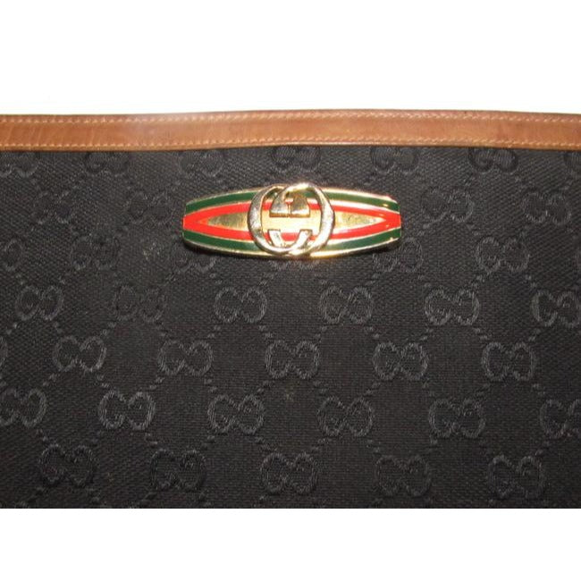 Gucci Black G Logo Brown Red Green Clutch Xl Bi Fold Wallet