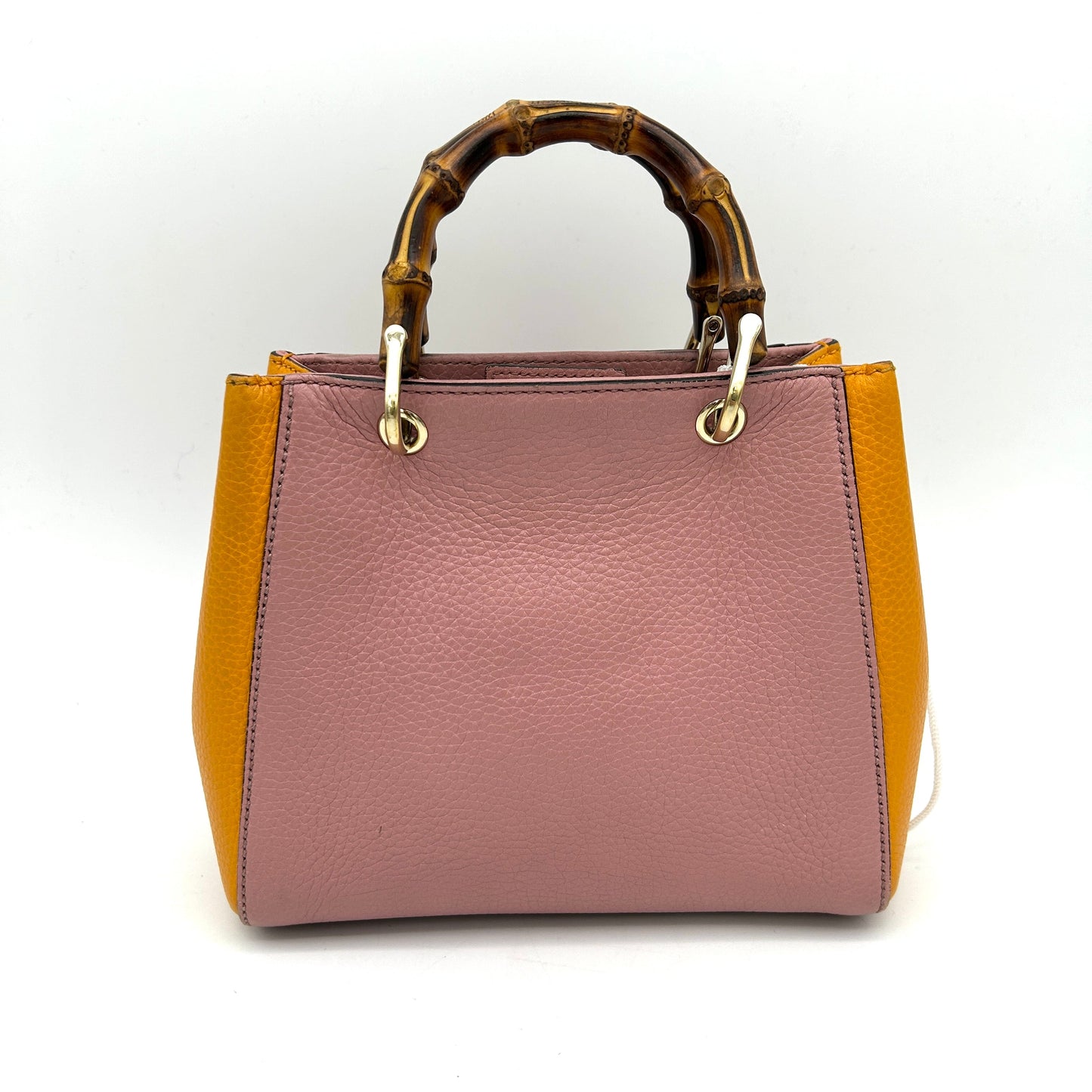 Gucci Calfskin Mini Bamboo Shopper Tote Fuchsia Orange LA8883