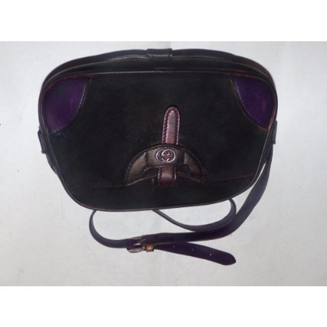 Gucci Vintage Pursesdesigner Purses Navyblack Suedepurple Leather Leathersuede Satchel