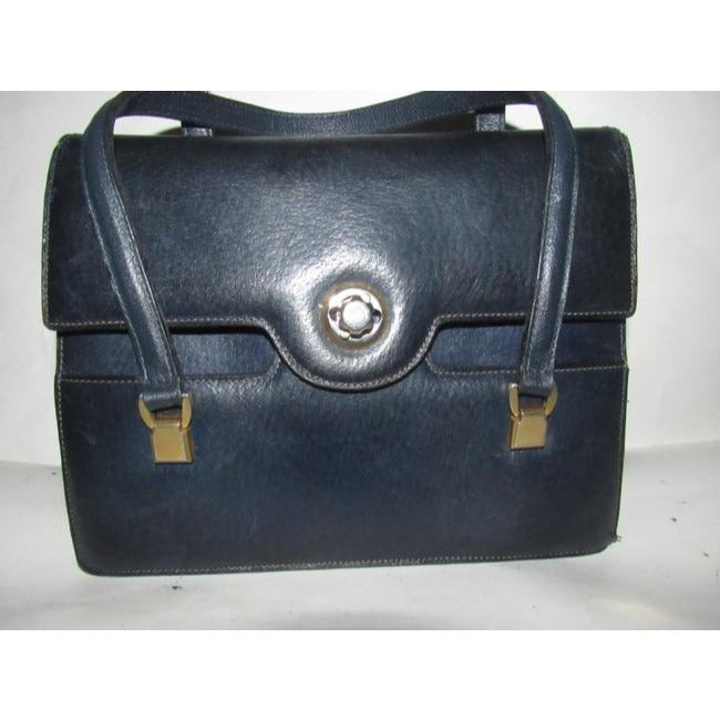 Gucci Vintage Pursesdesigner Purses Navy Blue Leather Satchel