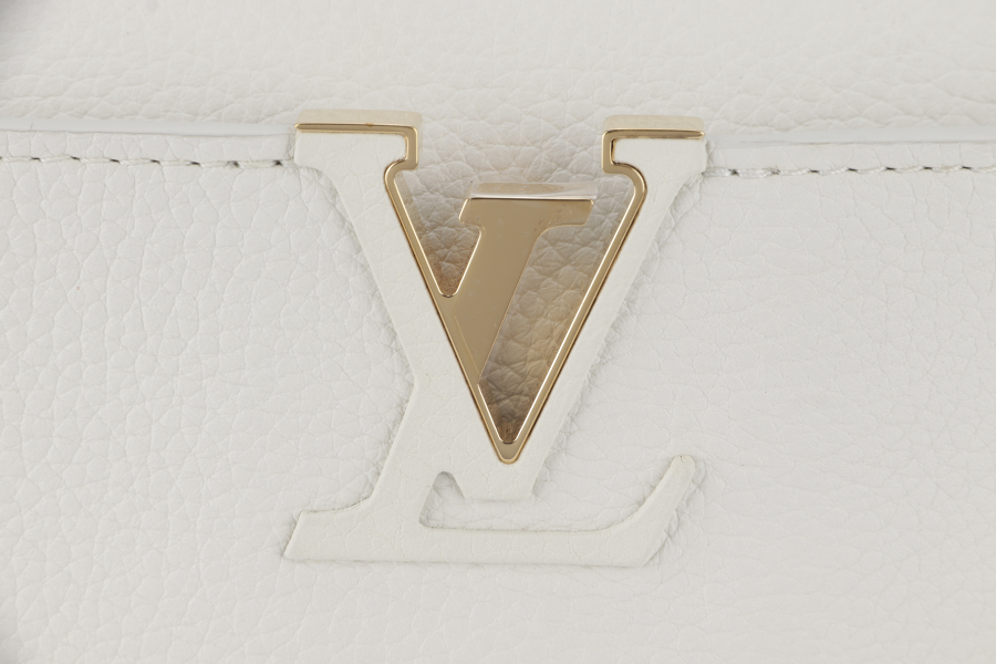 LOUIS VUITTON CAPUCINES BB TAURILLON LEATHER (M55832) GOLD HARDWARE WITH STRAPS AND DUST COVER
