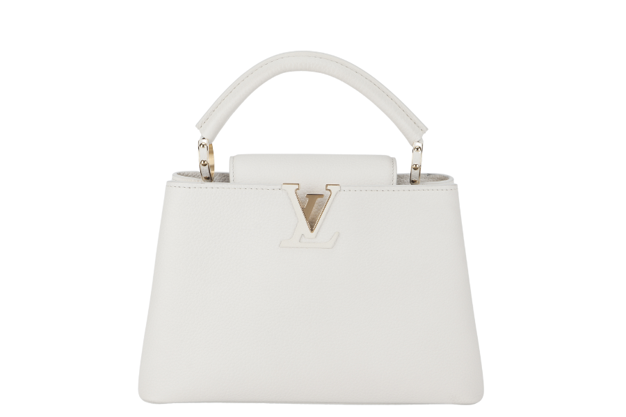 LOUIS VUITTON CAPUCINES BB TAURILLON LEATHER (M55832) GOLD HARDWARE WITH STRAPS AND DUST COVER