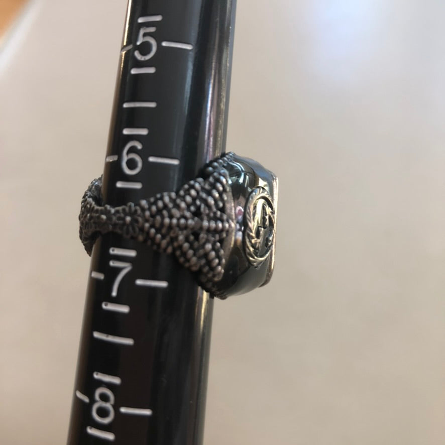 Gucci GG Crystal-embellished Signet Ring in White