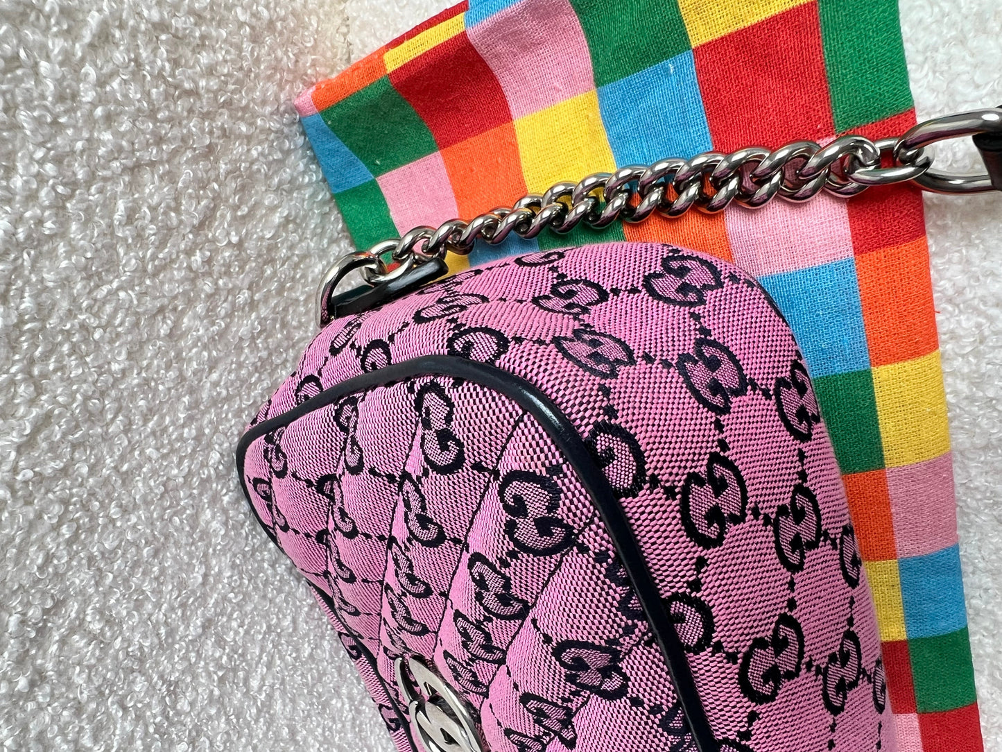 Gucci GG Marmont Pink Canvas Small Shoulder Bag (RRP £1050)