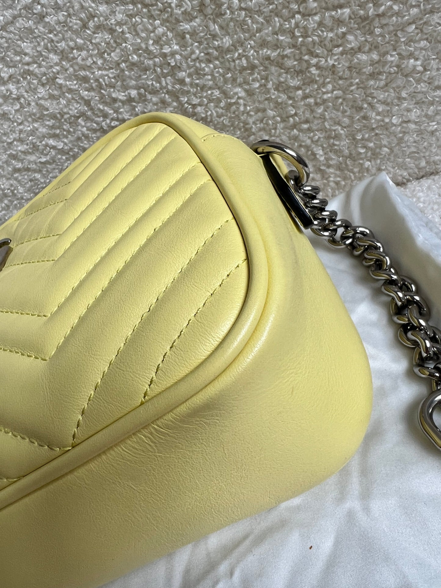 Gucci GG Pale Yellow Marmont Small Shoulder Bag (RRP £1340)