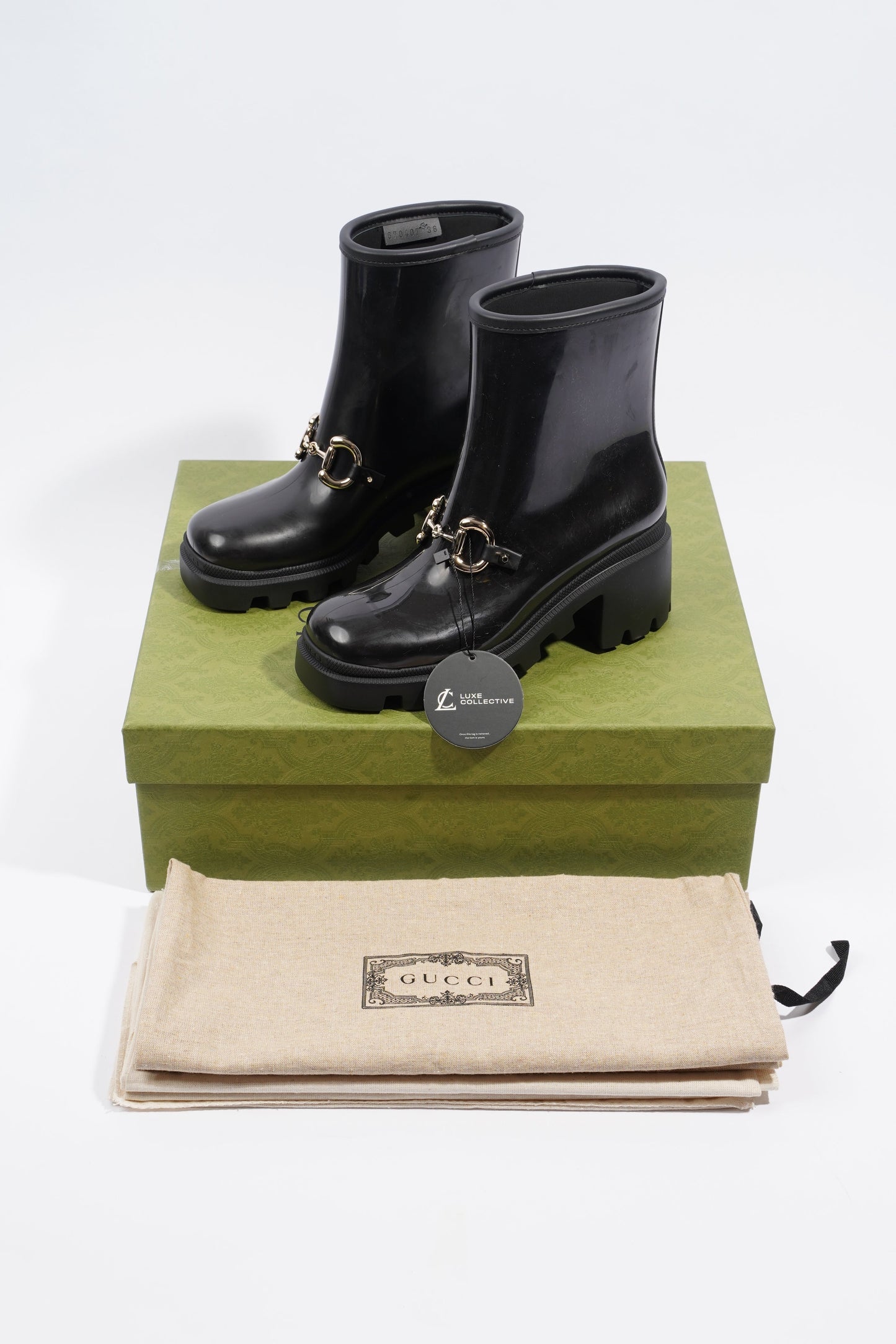 Gucci Horsebit Boots Black Rubber EU 36 UK 3