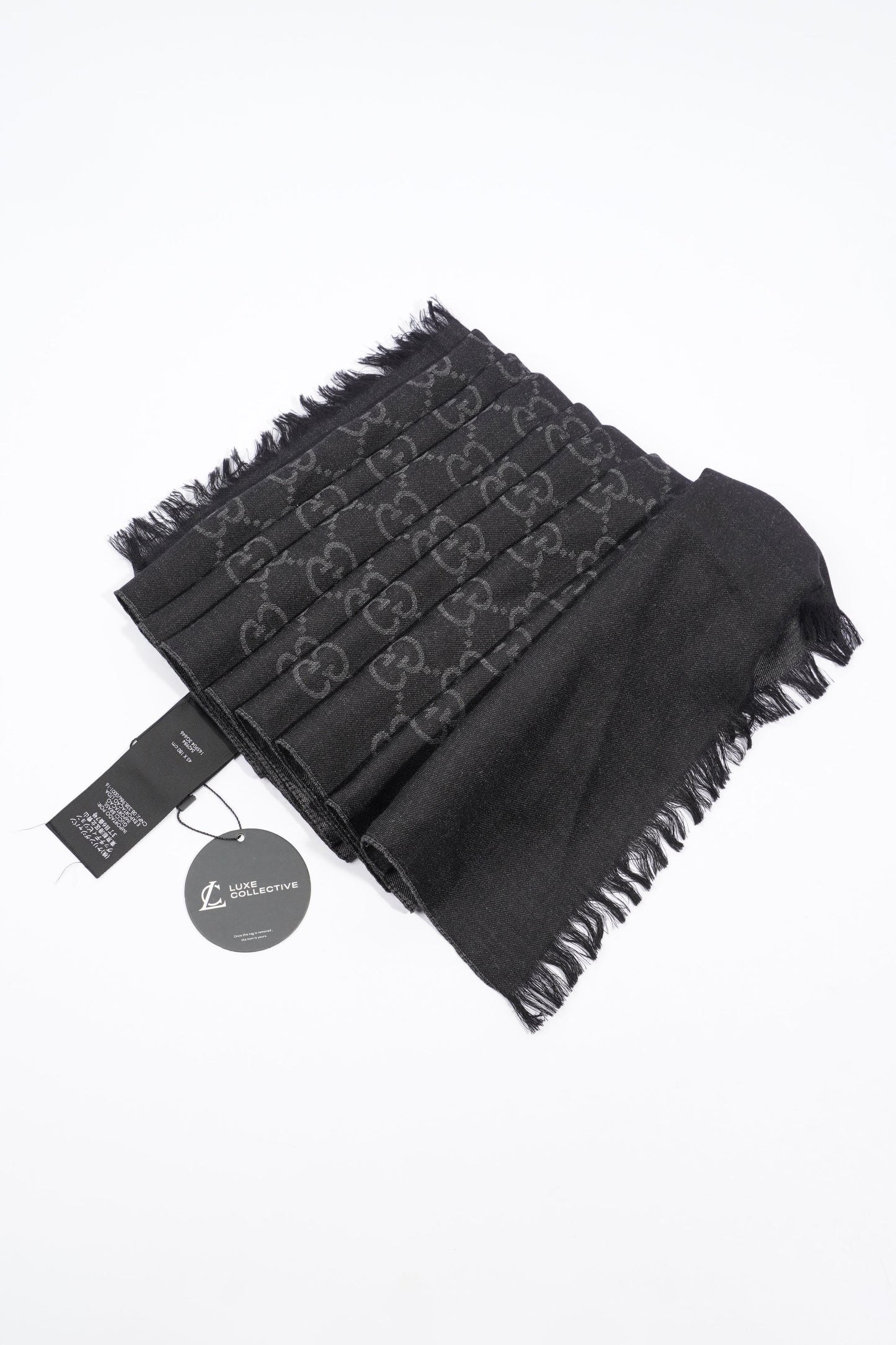 Gucci GG Wool Silk Stole Black / Dark Grey Wool