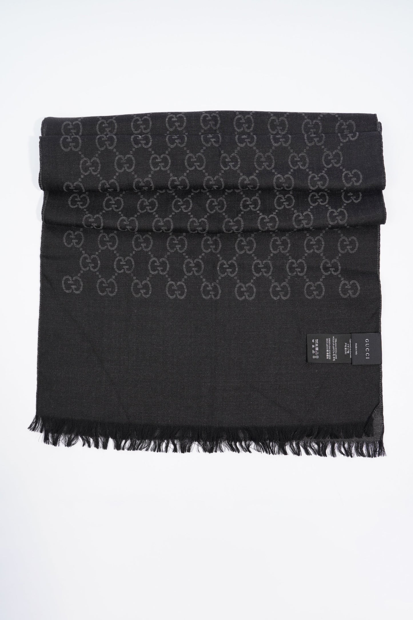 Gucci GG Wool Silk Stole Black / Dark Grey Wool