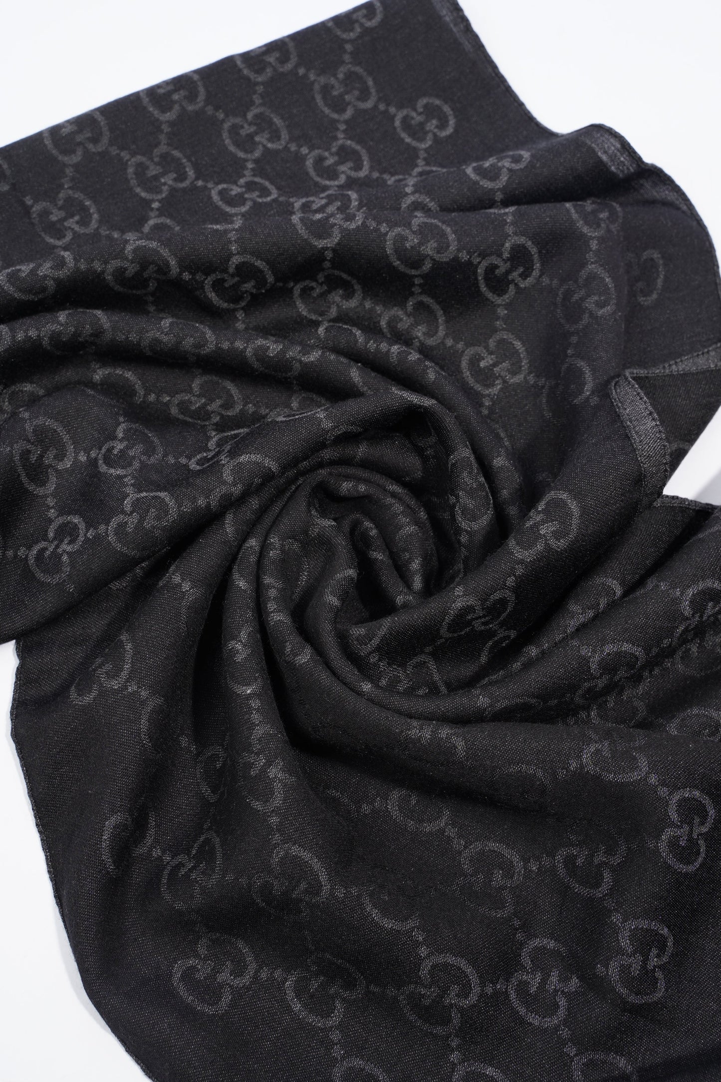 Gucci GG Wool Silk Stole Black / Dark Grey Wool