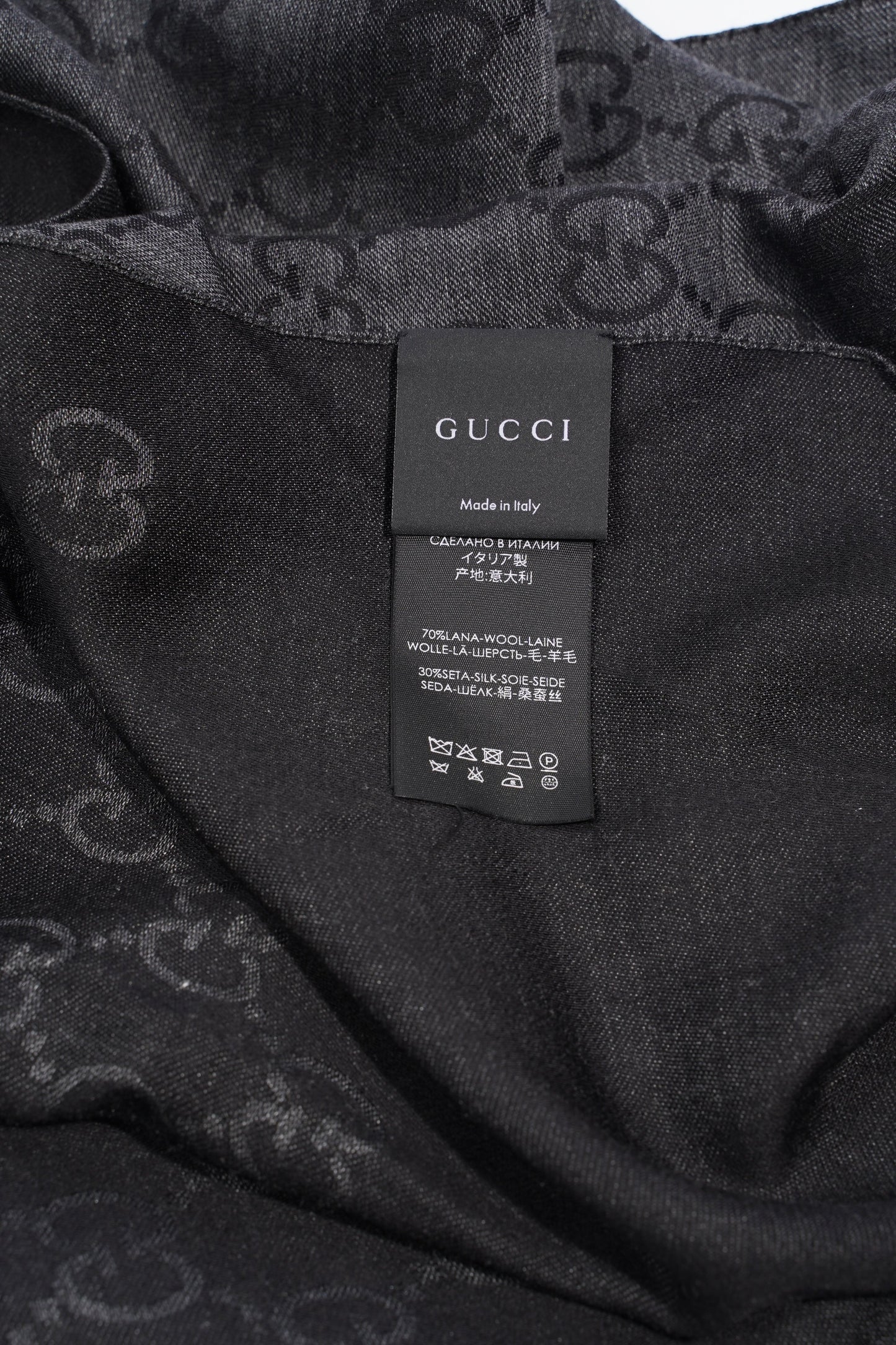 Gucci GG Wool Silk Stole Black / Dark Grey Wool