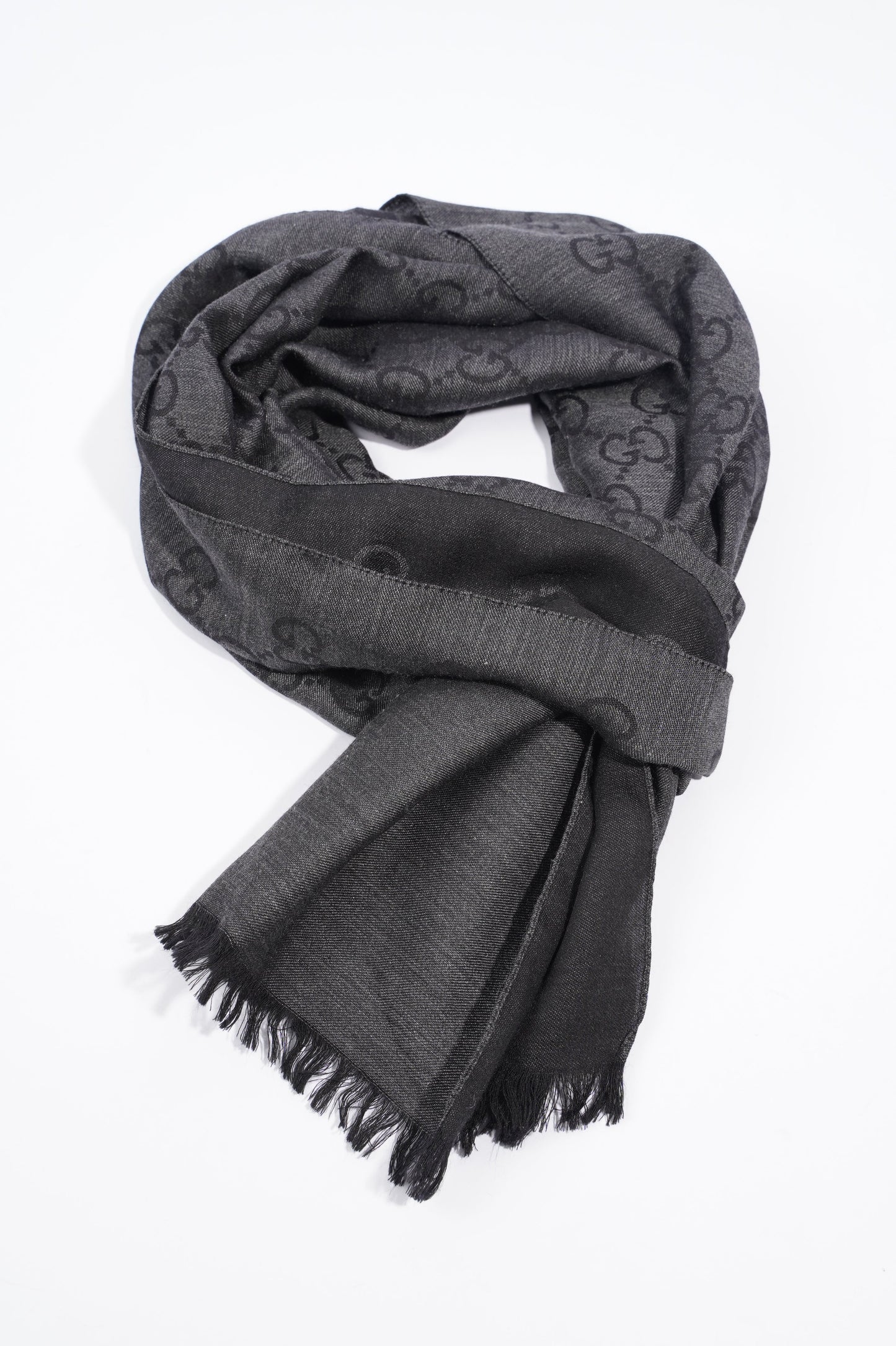 Gucci GG Wool Silk Stole Black / Dark Grey Wool