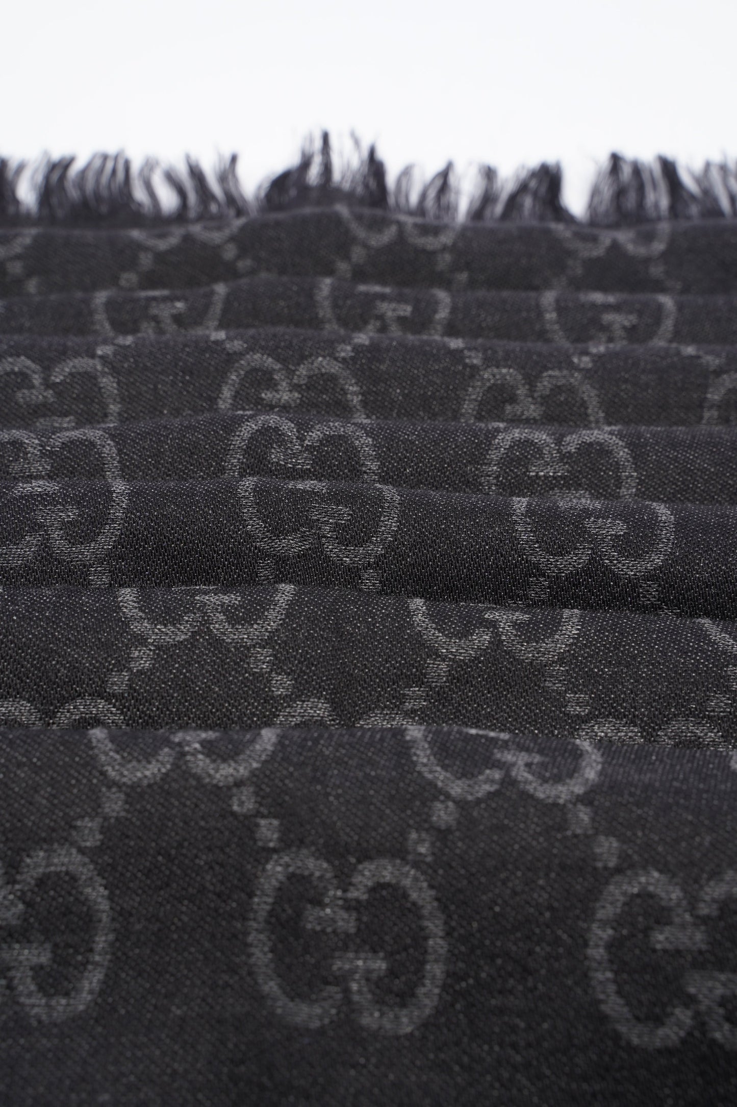 Gucci GG Wool Silk Stole Black / Dark Grey Wool