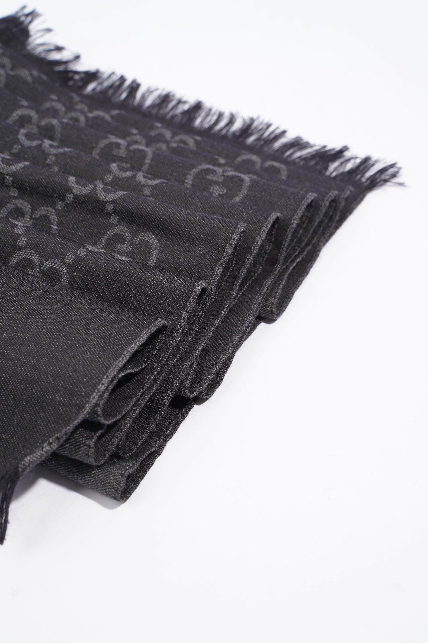 Gucci GG Wool Silk Stole Black / Dark Grey Wool