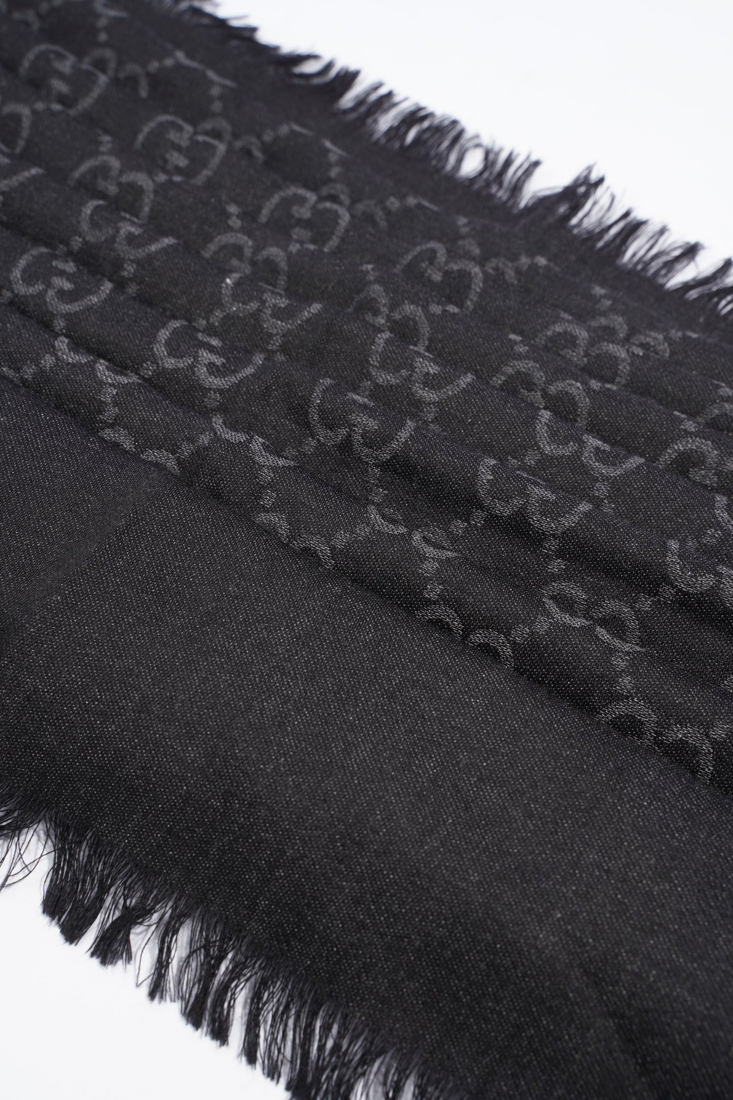 Gucci GG Wool Silk Stole Black / Dark Grey Wool