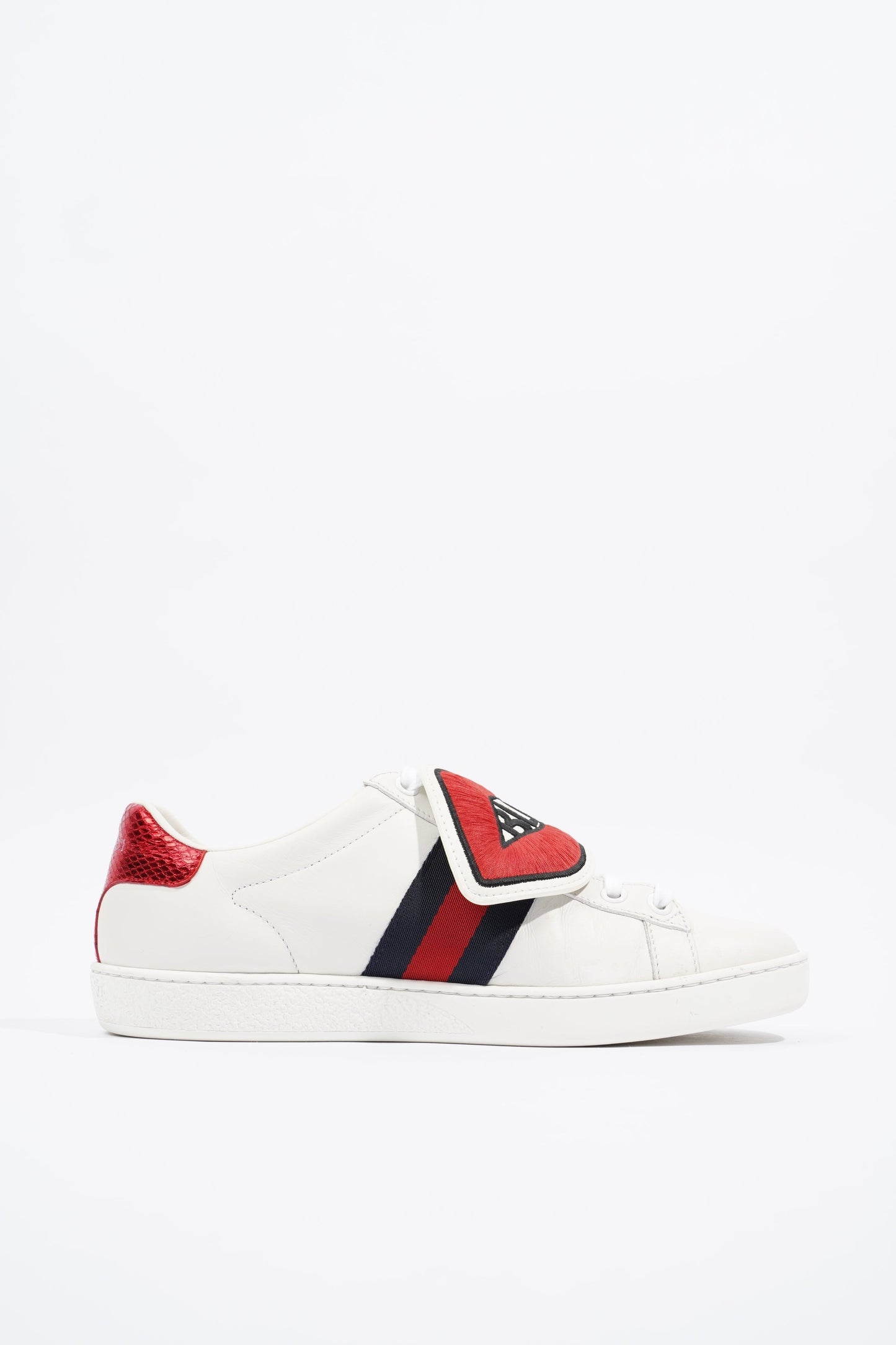 Gucci Ace "Blind For Love" White / Red / Navy Leather EU 36.5 UK 3.5