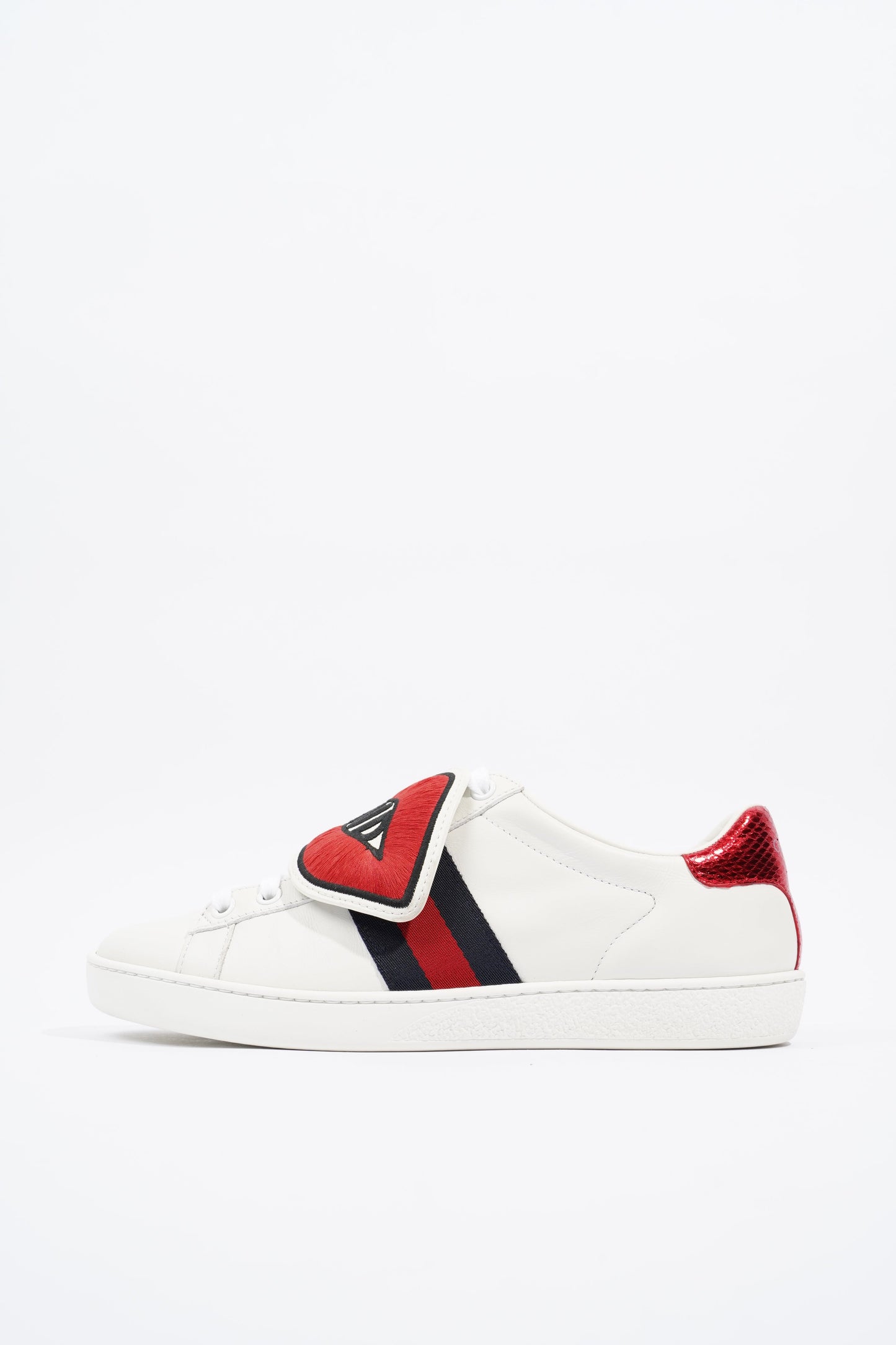 Gucci Ace "Blind For Love" White / Red / Navy Leather EU 36.5 UK 3.5