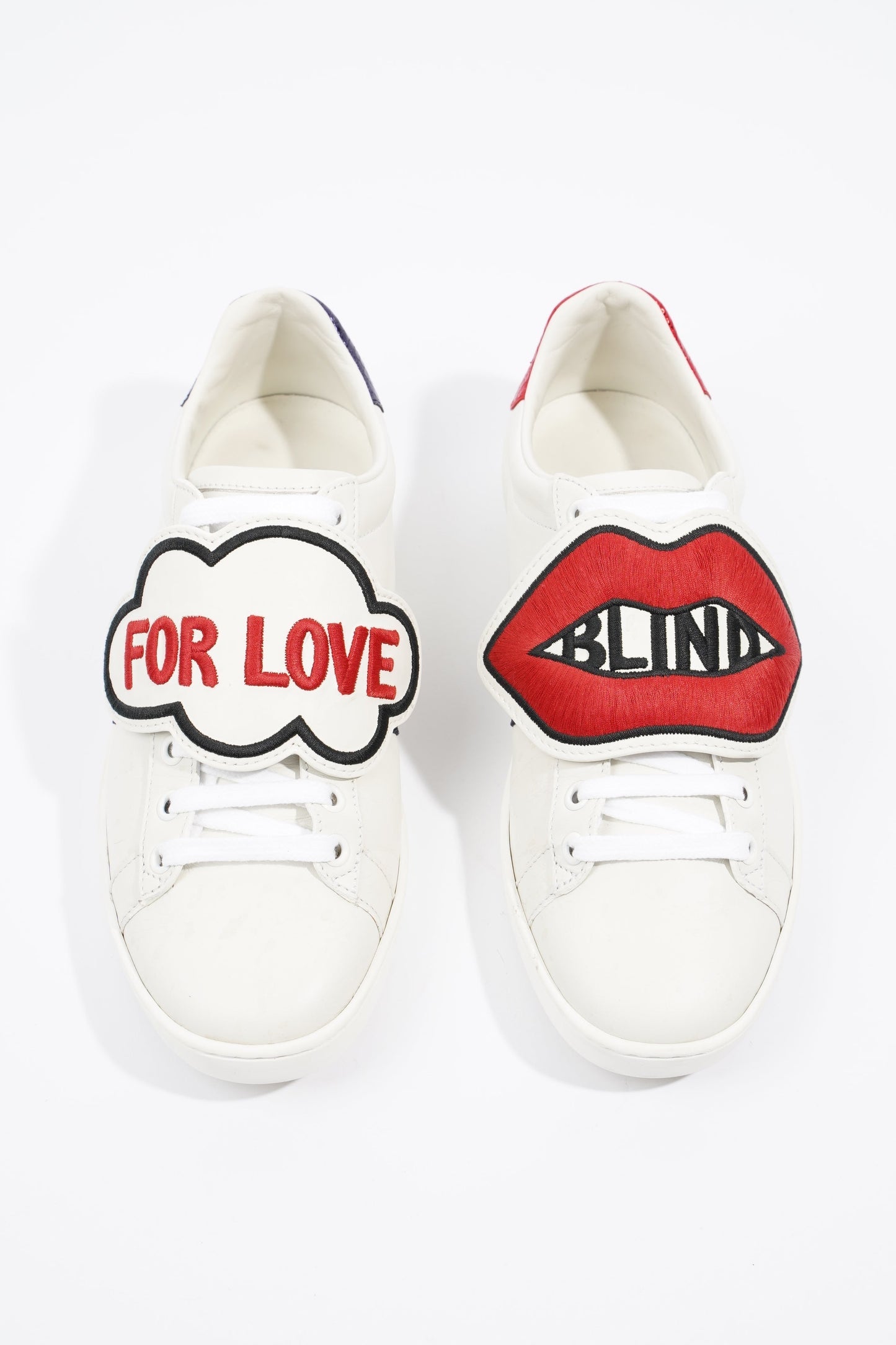 Gucci Ace "Blind For Love" White / Red / Navy Leather EU 36.5 UK 3.5