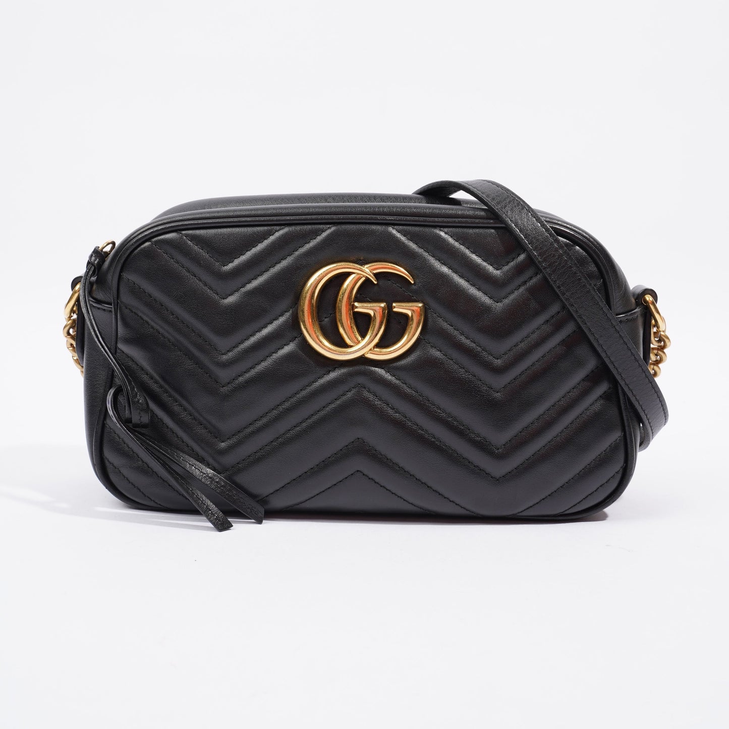 Gucci Marmont Zip Black Matelasse Leather Small