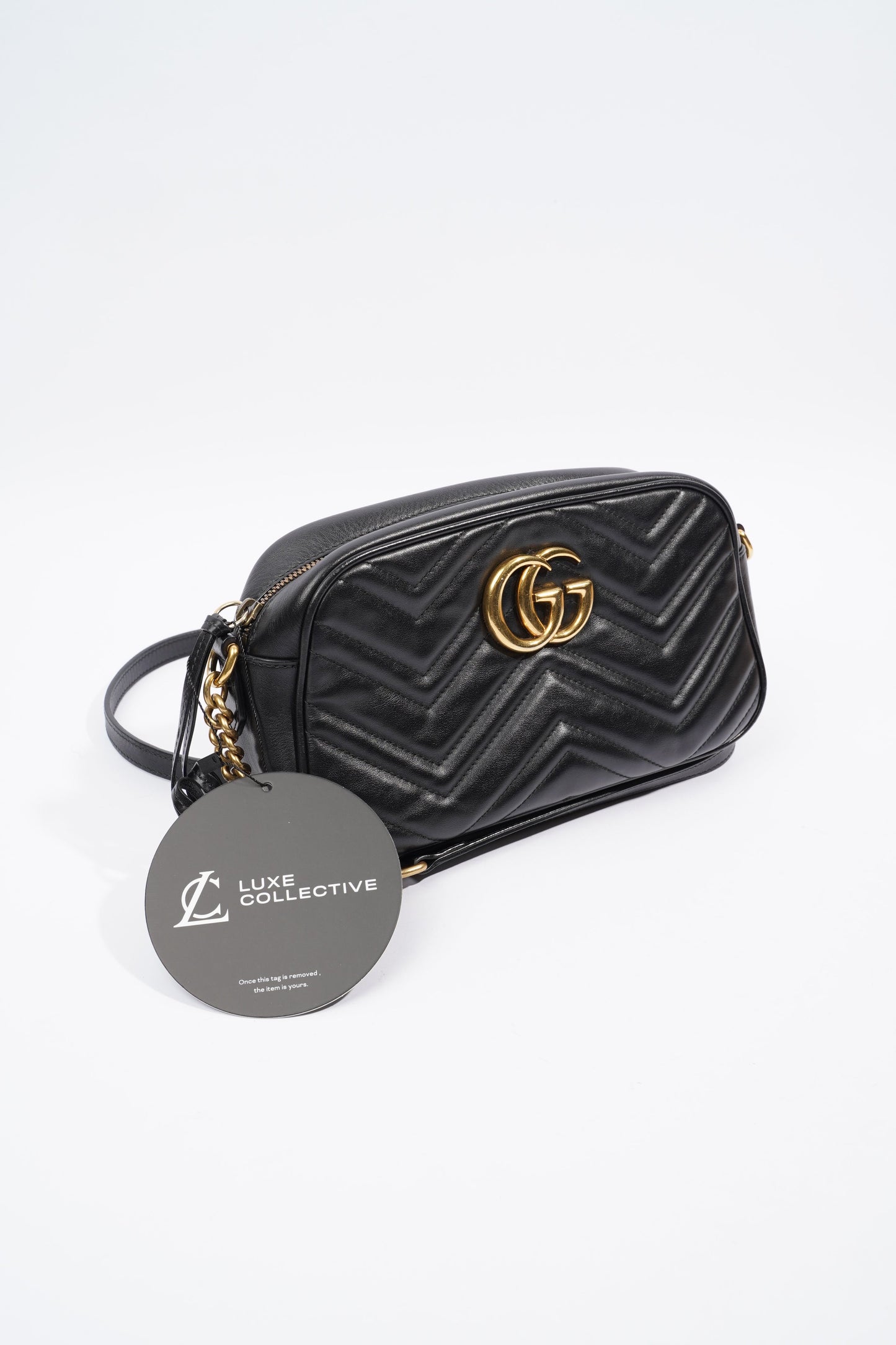 Gucci Marmont Zip Black Matelasse Leather Small