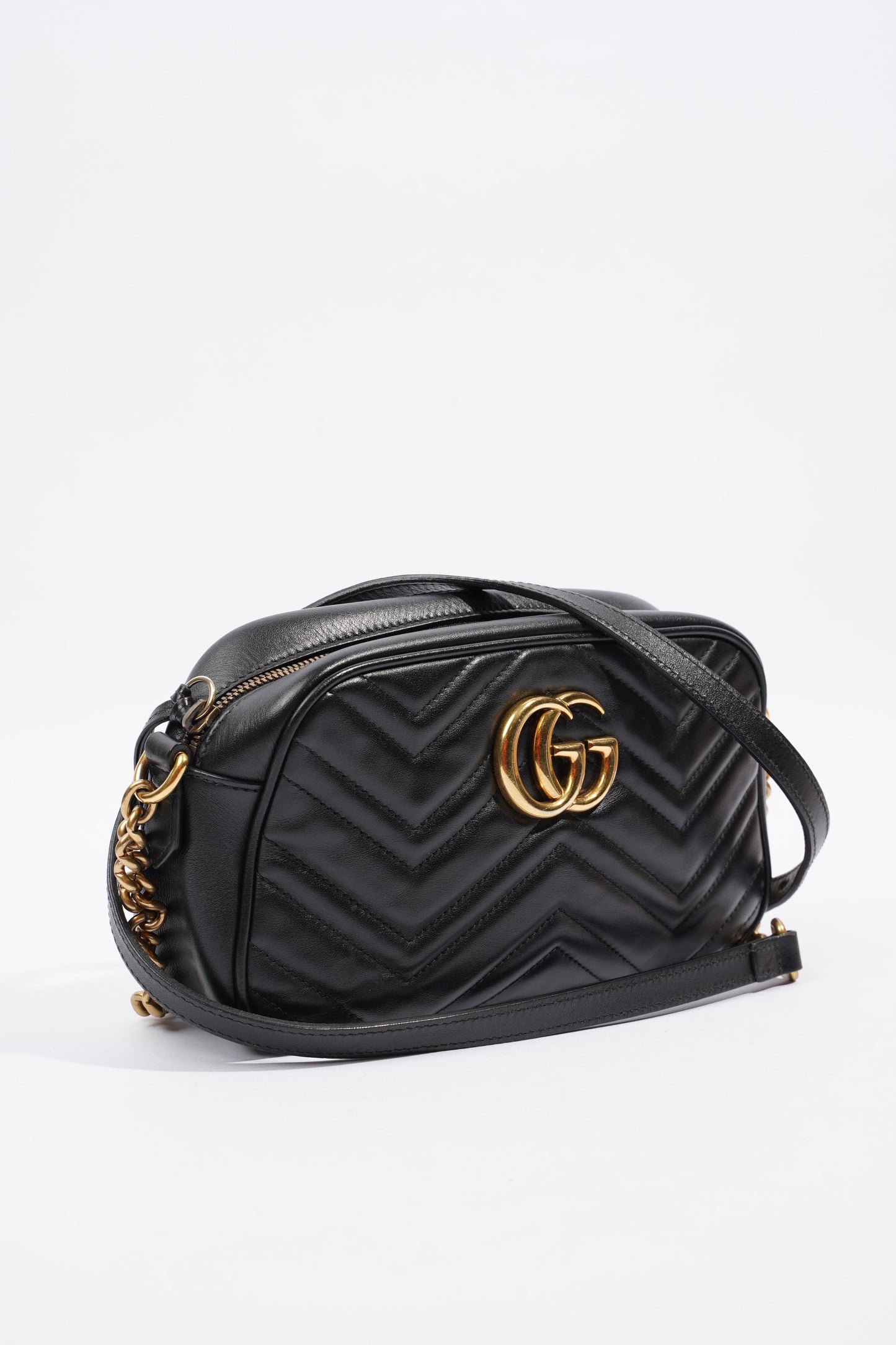 Gucci Marmont Zip Black Matelasse Leather Small
