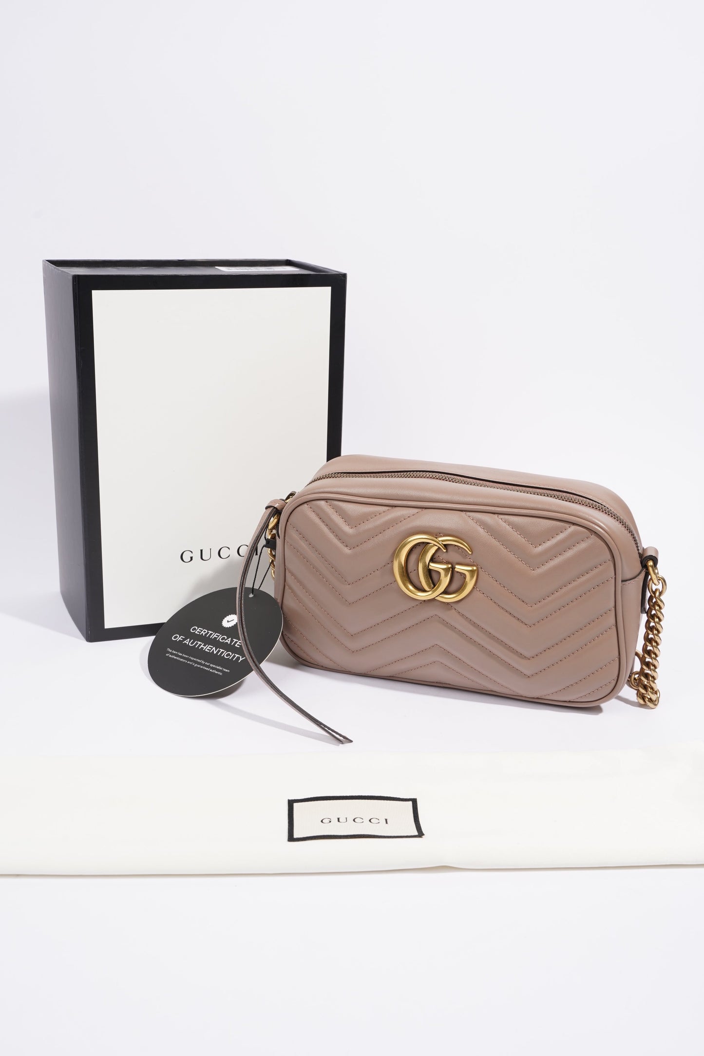 Gucci Marmont Zip Dusty Pink Matelasse Leather Small
