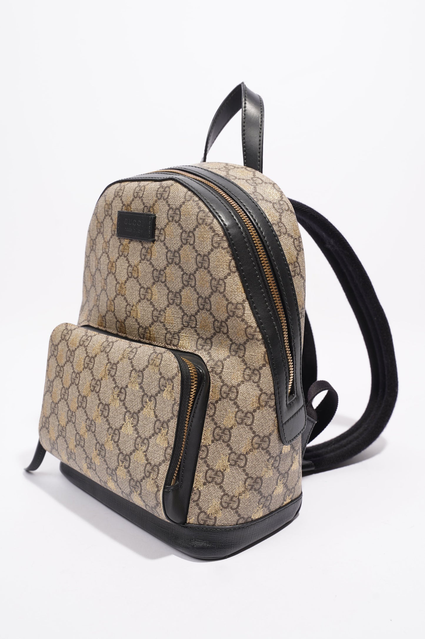 Gucci Bee Backpack Supreme Print / Black Coated Canvas Small