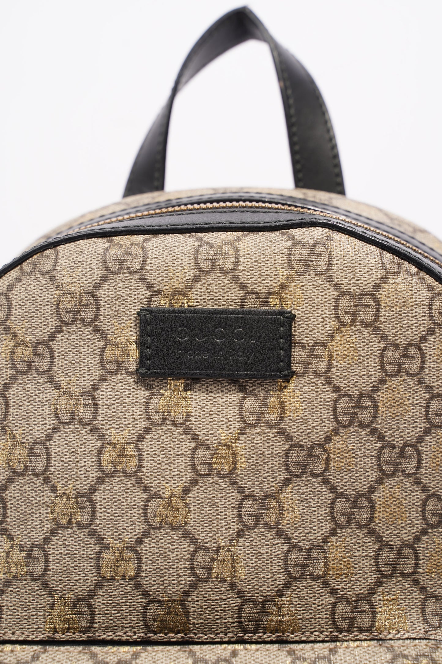 Gucci Bee Backpack Supreme Print / Black Coated Canvas Small