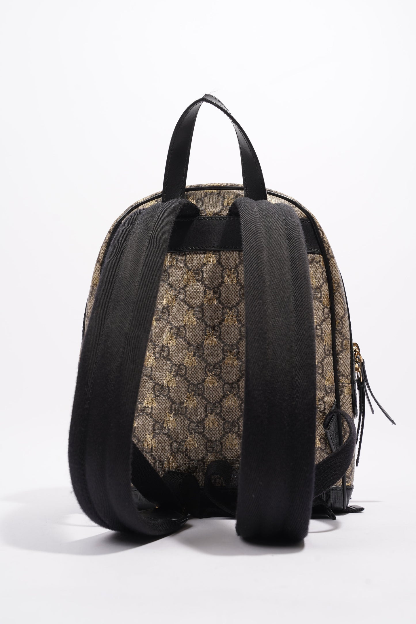 Gucci Bee Backpack Supreme Print / Black Coated Canvas Small