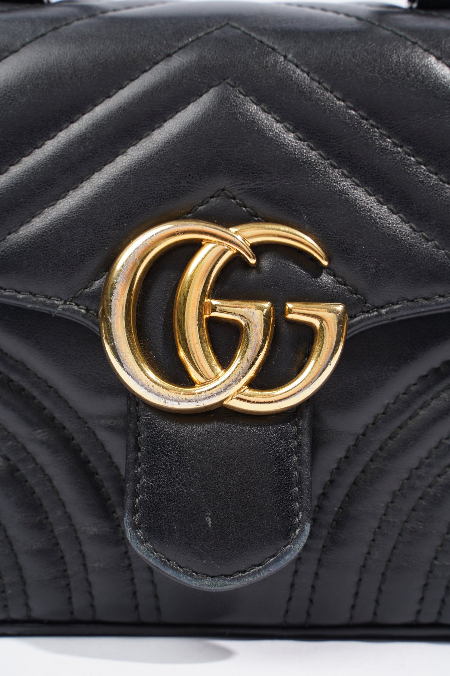 Gucci GG Marmont Mini Top Handle Black Matelasse Leather