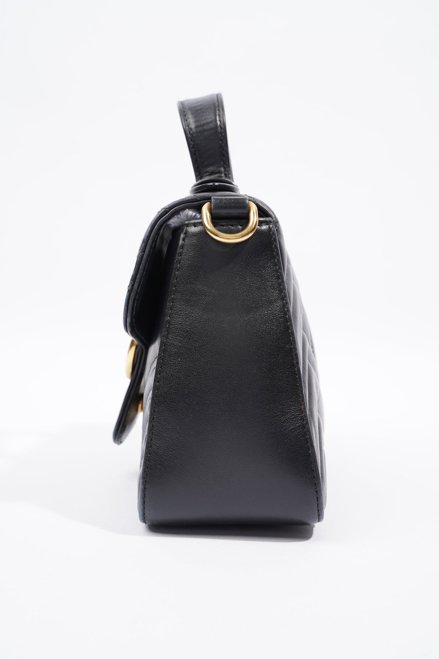 Gucci GG Marmont Mini Top Handle Black Matelasse Leather