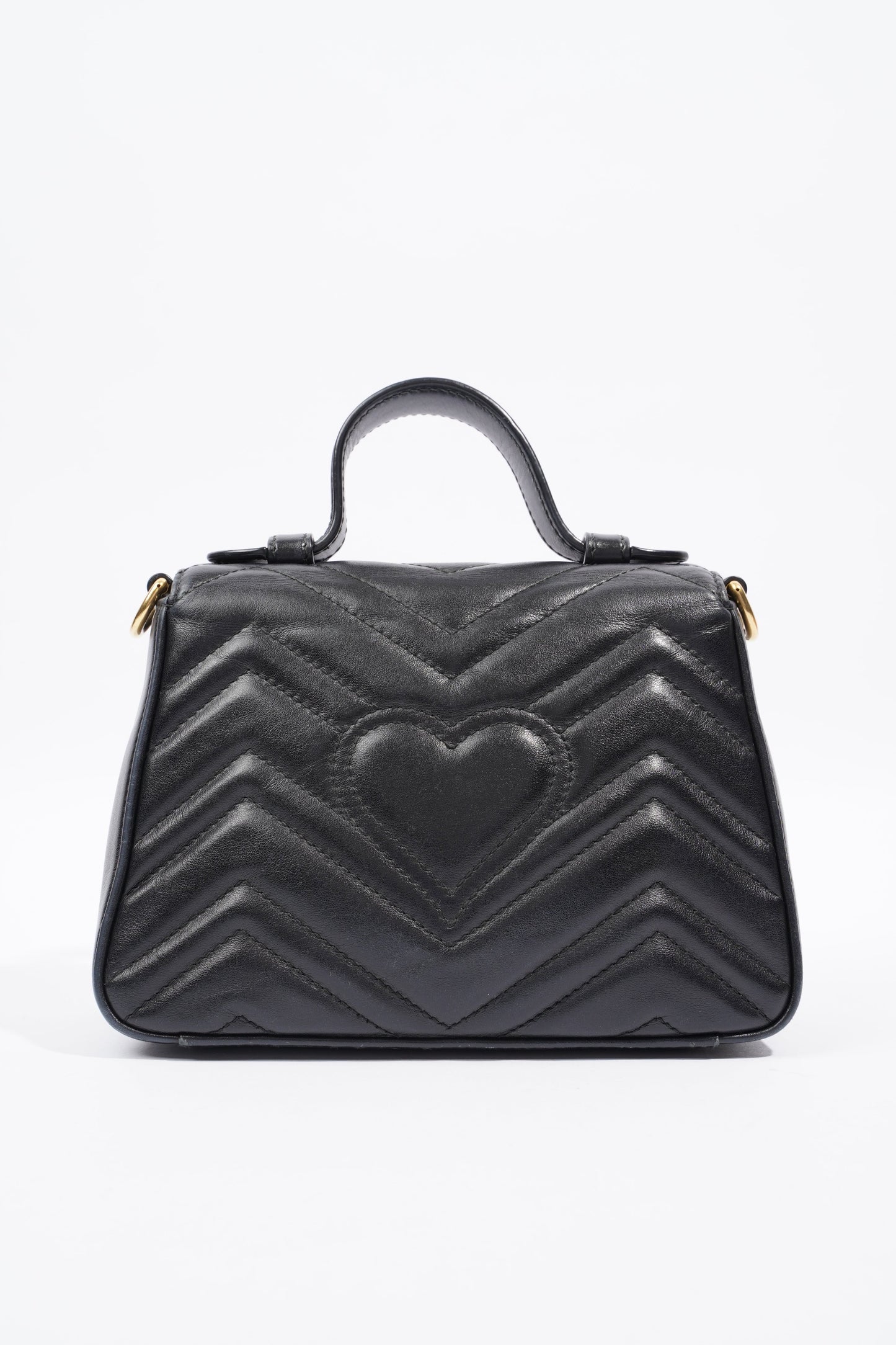 Gucci GG Marmont Mini Top Handle Black Matelasse Leather