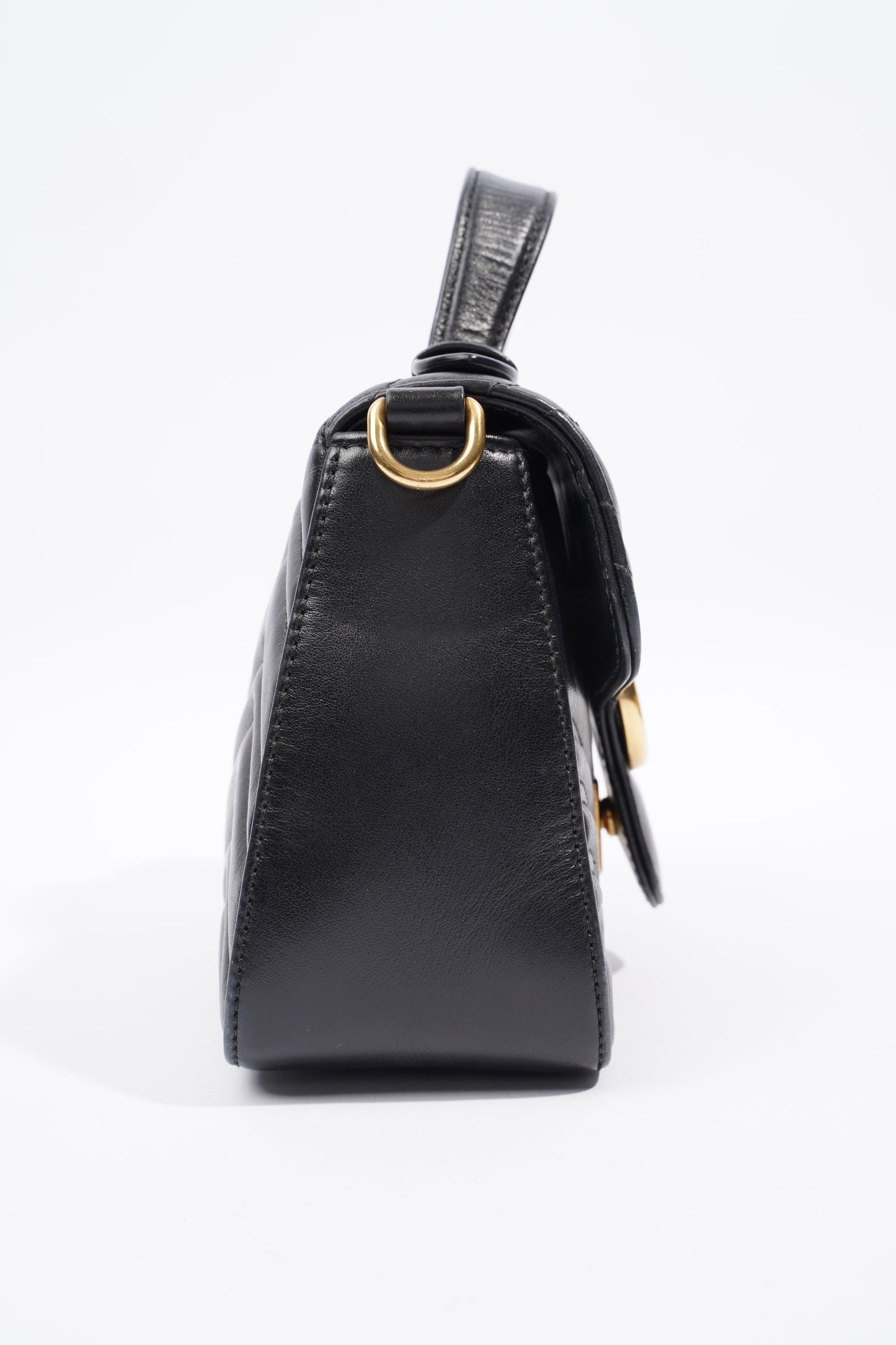 Gucci GG Marmont Mini Top Handle Black Matelasse Leather