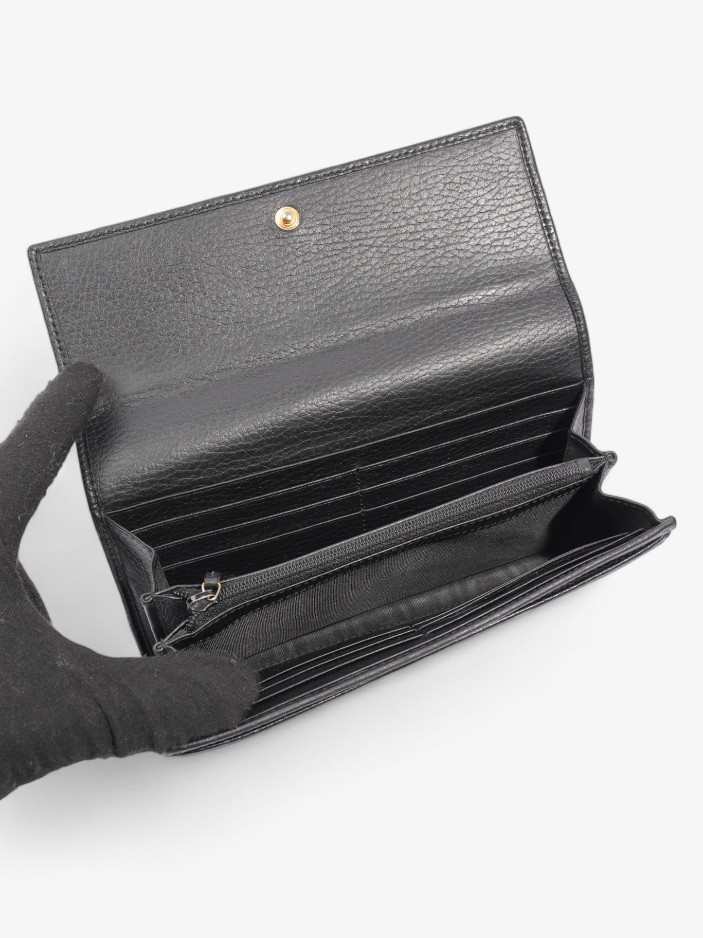 Gucci GG Marmont Continental Wallet Black Calfskin Leather