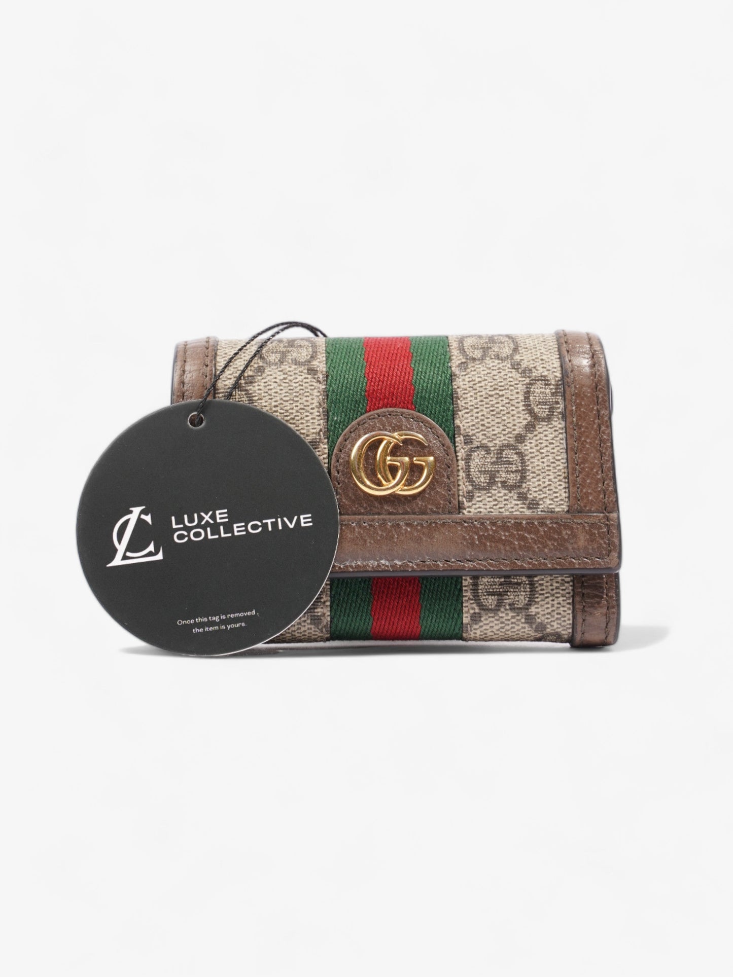 Gucci Ophidia GG French Flap Wallet GG Supreme / Red / Green Coated Canvas