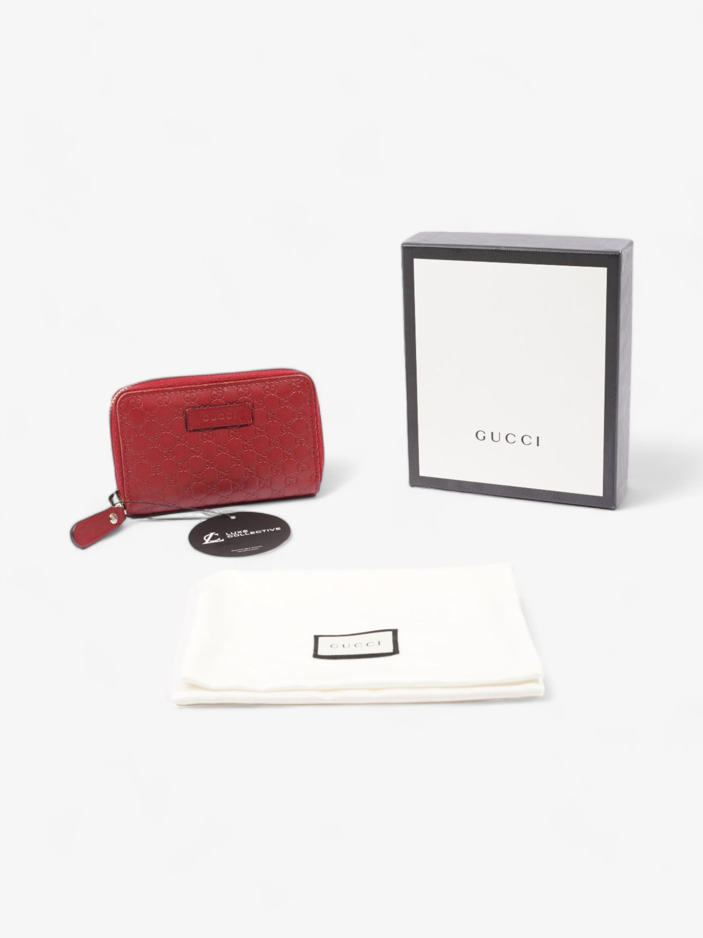 Gucci Micro Guccissima Compact Wallet Red Leather