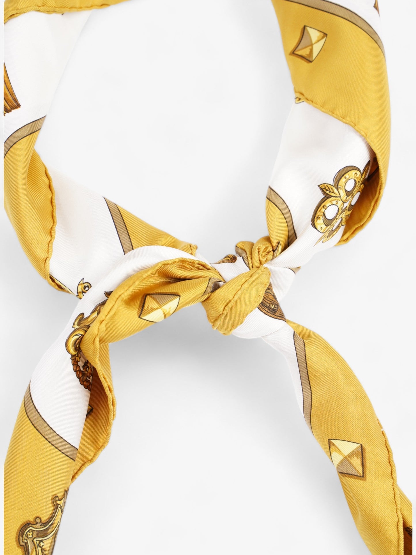 Hermes Les Cles Gold / White Silk
