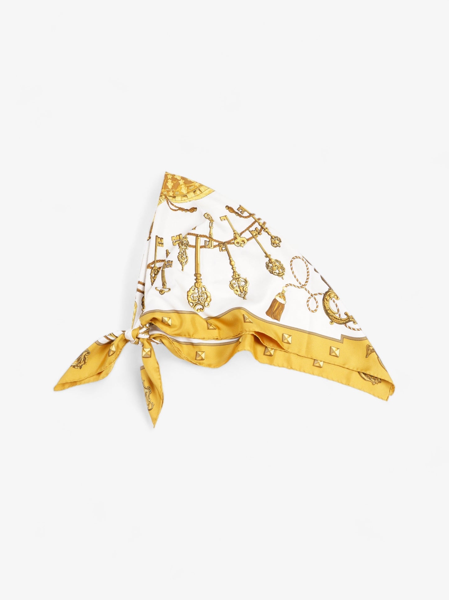 Hermes Les Cles Gold / White Silk
