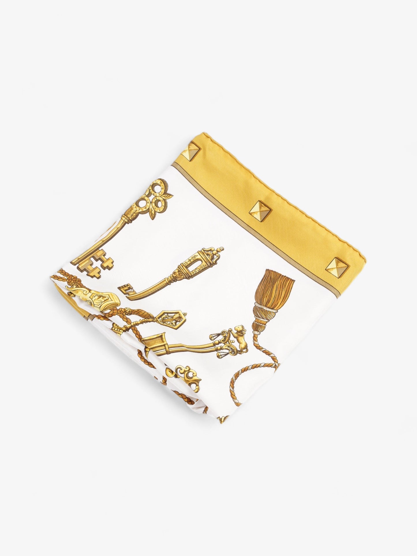 Hermes Les Cles Gold / White Silk