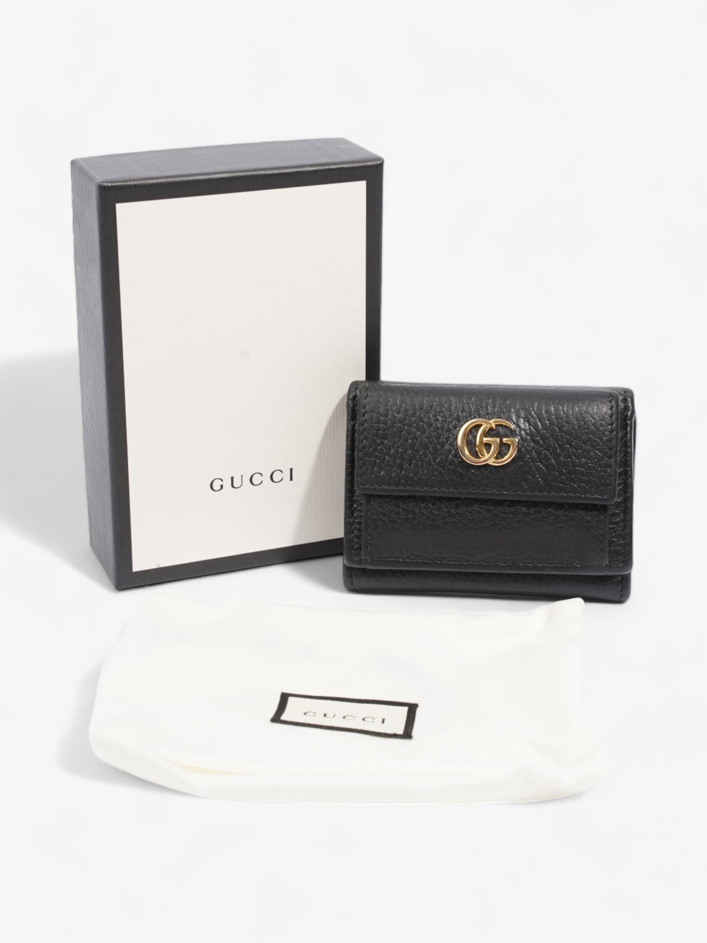 Gucci GG Marmont Trifold Wallet Black Leather